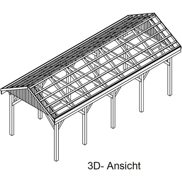 JODA Carport Malchow MD Classic Satteldach, incl. Pfannen und Rinne – Bild 5
