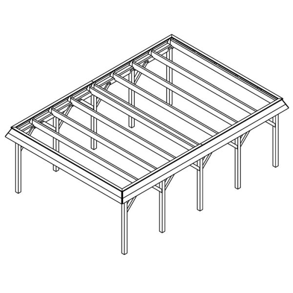 JODA Carport Glücksburg MT Classic Walmblende, Flachdach mit Stahl-Trapezplatten Antikondens – Bild 5