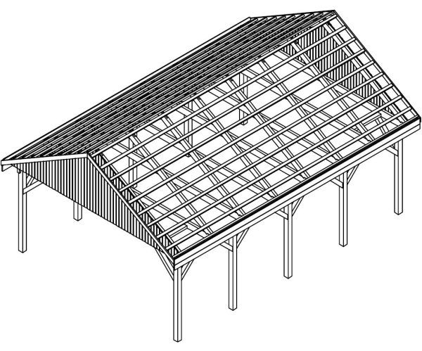 JODA Carport Minden MO Natur Satteldach, ohne Rinne, ohne Pfannen – Bild 5