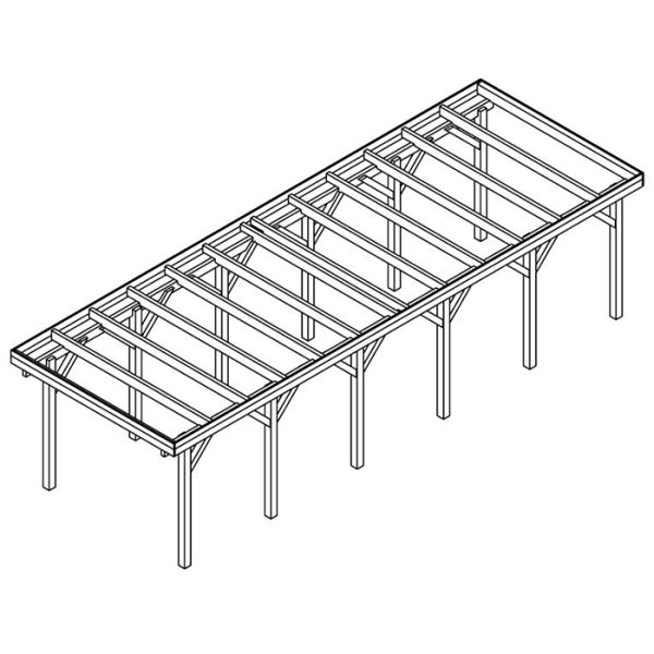 JODA Carport Bergen LT Classic Holzblende, Flachdach mit Stahl-Trapezplatten Antikondens – Bild 4
