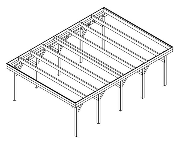 JODA Carport Burg MT Natur Holzblende, Flachdach mit Stahl-Trapezplatten Antikondens – Bild 4