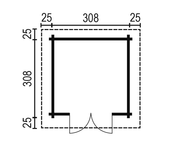 Blockhaus Bungalow / Pultdach, 28 mm 308 x 308 cm – Bild 2