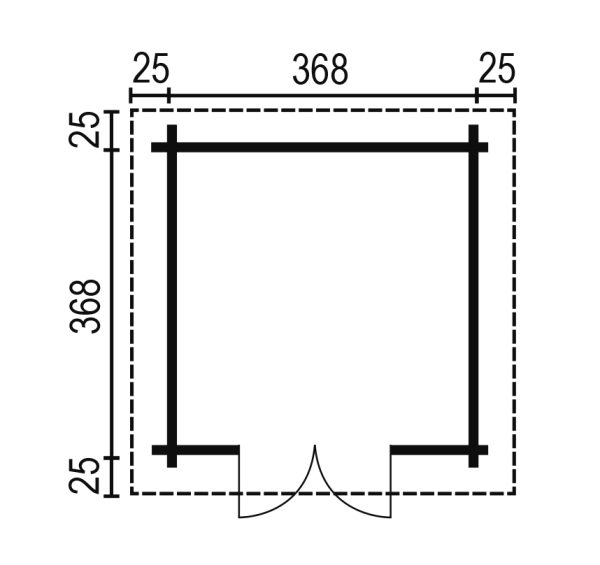 Blockhaus Bungalow / Pultdach, 45 mm 368 x 368 cm – Bild 4