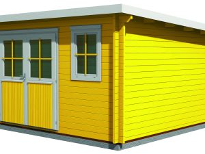 Blockhaus Bungalow / Pultdach, 28 mm 368 x 368 cm