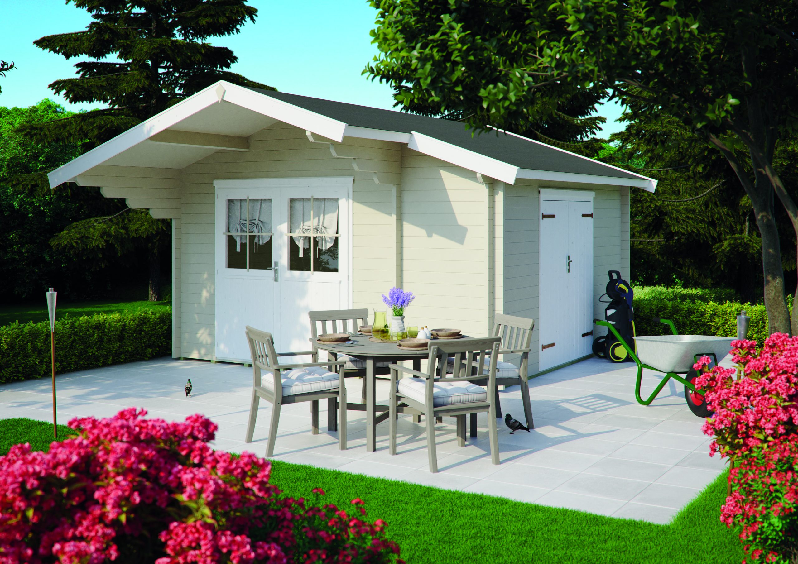 Blockhaus Chalet Plus 28 mm 398x218 VD70 DT mit Anbau – Bild 4