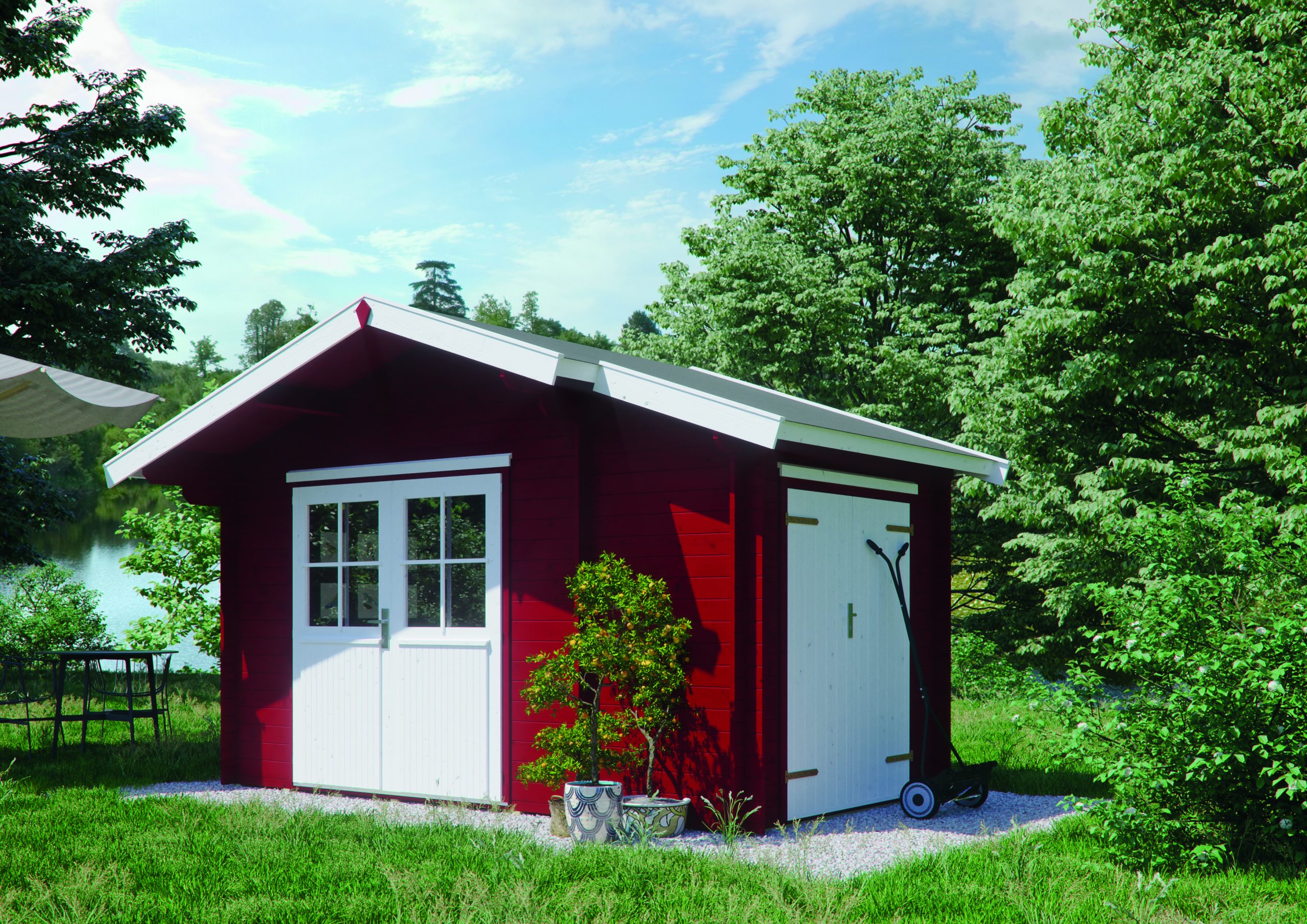 Blockhaus Chalet Plus 28 mm 398x218 VD70 DT mit Anbau – Bild 5