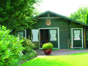 Blockhaus Chalet Plus 45 mm 398x308 VD150 DT mit Anbau
