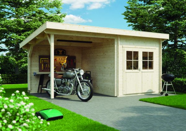 Blockhaus Nordby 28 mm mit SD Nordby Pultdach 240 x 300 cm – Bild 3