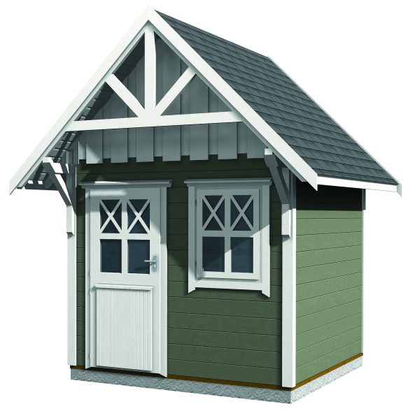 Schwedenhaus mit Klöntür, Einzelfenster mit Fußboden, 240x240 cm, naturbelassen VE = 000