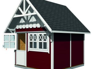 Schwedenhaus mit Klöntür, 2flg Fenster mit Fußboden, 300x300 cm, naturbelassen VE = 000
