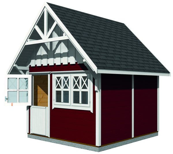Schwedenhaus mit Klöntür, 2flg Fenster mit Fußboden, 300x300 cm, naturbelassen VE = 000