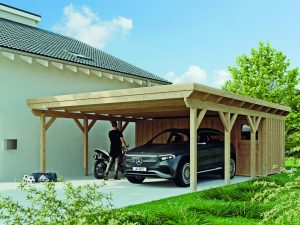 JODA Doppel-Carport CITY MF-Master 600x750cm,1-tlg. Holzblende Flachdach,EPDM-Folie