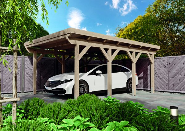 JODA Doppel-Carport CITY KF-Master 600x560cm,1-tlg. Holzblende Flachdach,EPDM-Folie