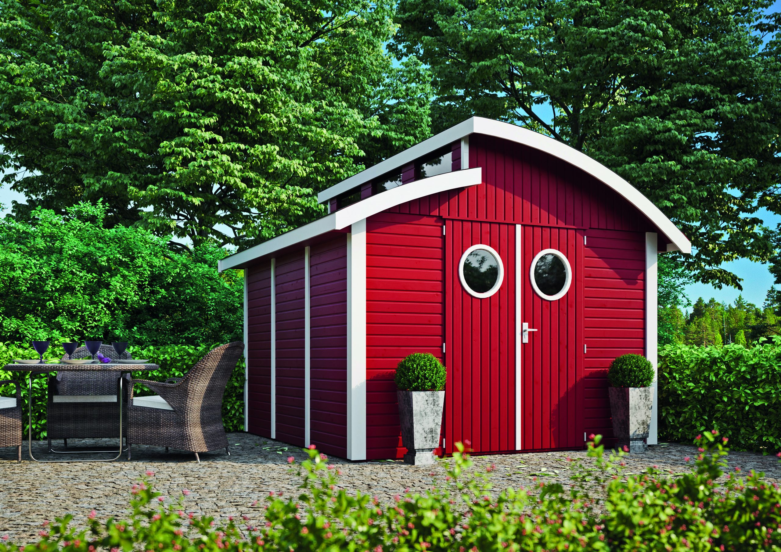 Joda Gerätehaus Nautic 30/30 Rot RAL 3011 / Weiß RAL 9016 VE = 000