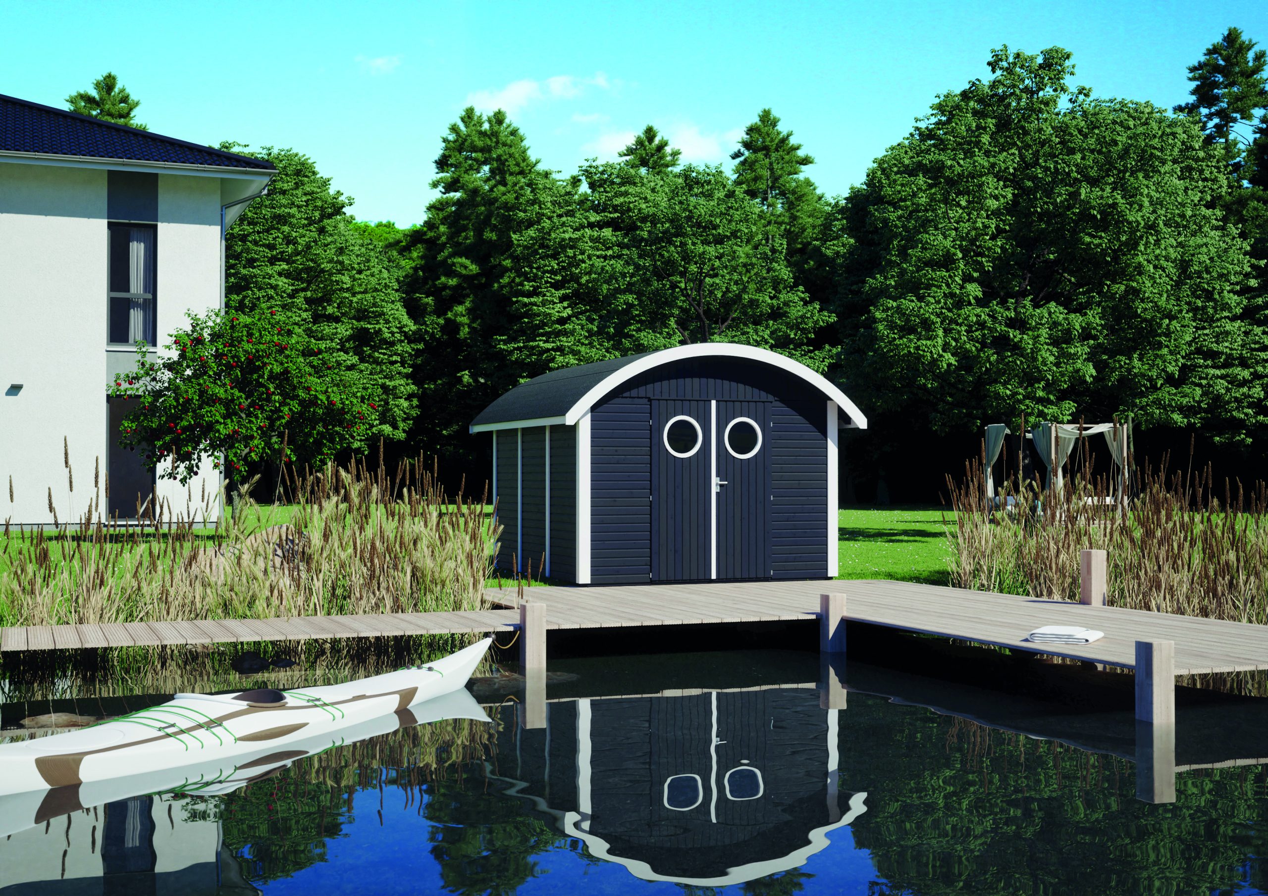 Joda Gerätehaus Rerik 30/30 Anthrazit RAL 7016 / Weiß RAL 9016 VE = 000