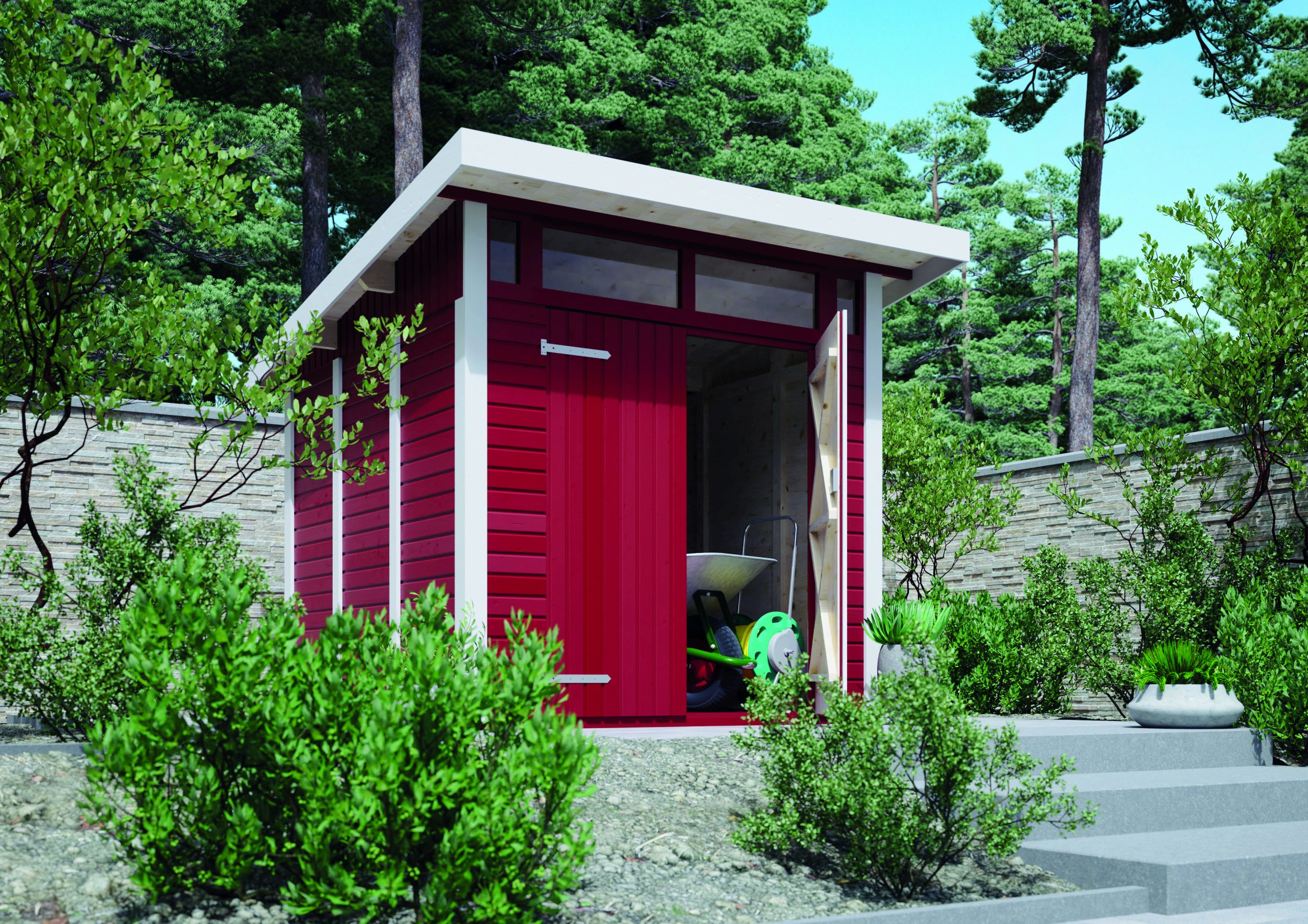 Joda Gerätehaus Vestervik 22/23 Rot RAL 3011 / Weiß RAL 9016 VE = 000