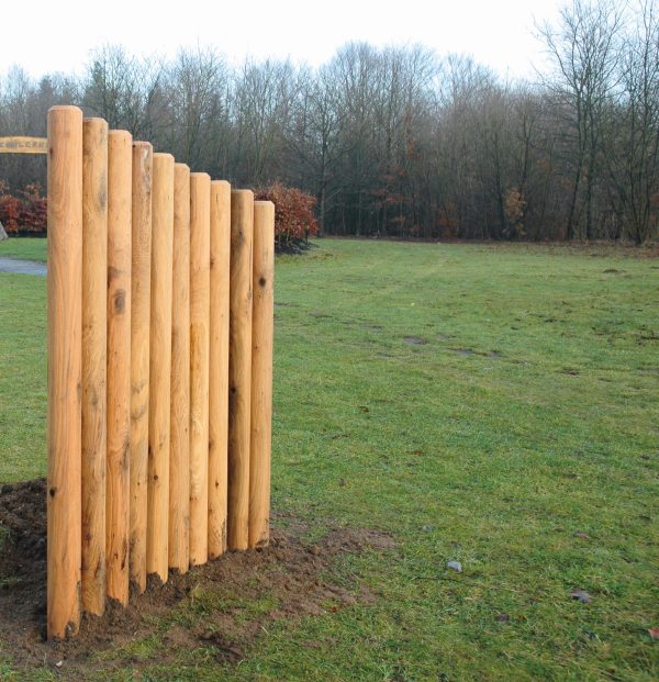 14 cm Eichen Palisade gefr. 0,75 m zyl. gefräst, 1 seit. gefast, roh VE = 104 – Bild 2