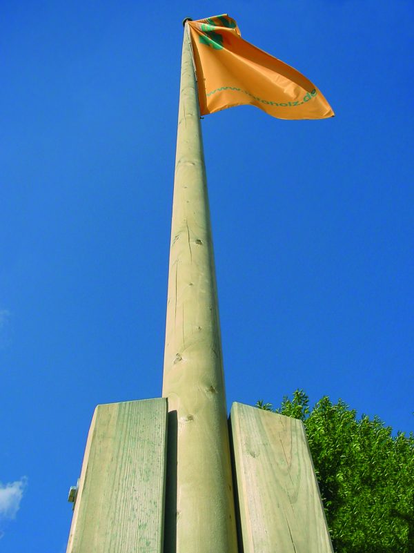 Fahnenmast komplett 8,00 m Fichte KDI m. Knauf, Leine, Leinenhalter u. Mastfuß VE = 000
