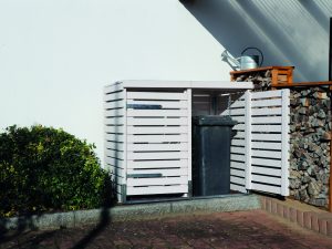 Müllbox mit Rhombusleisten, Fi. Grauweiß 2 Tonnen á 240 Liter VE = 003