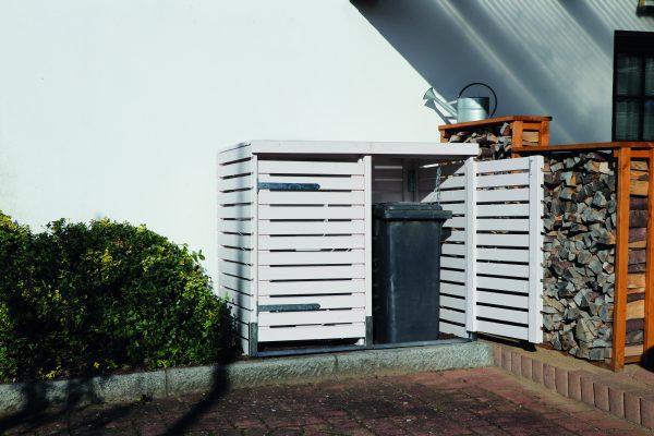 Müllbox mit Rhombusleisten, Fi. Grauweiß 2 Tonnen á 240 Liter VE = 003