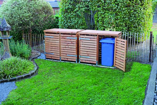 Müllbox mit Rhombusleisten, natur 2 Tonnen á 240 Liter VE = 003
