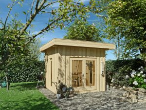 JODA Gartenhaus Greenbox 1 Holzständerbauweise 300x300 cm Lärche Boden-Deckelschalung