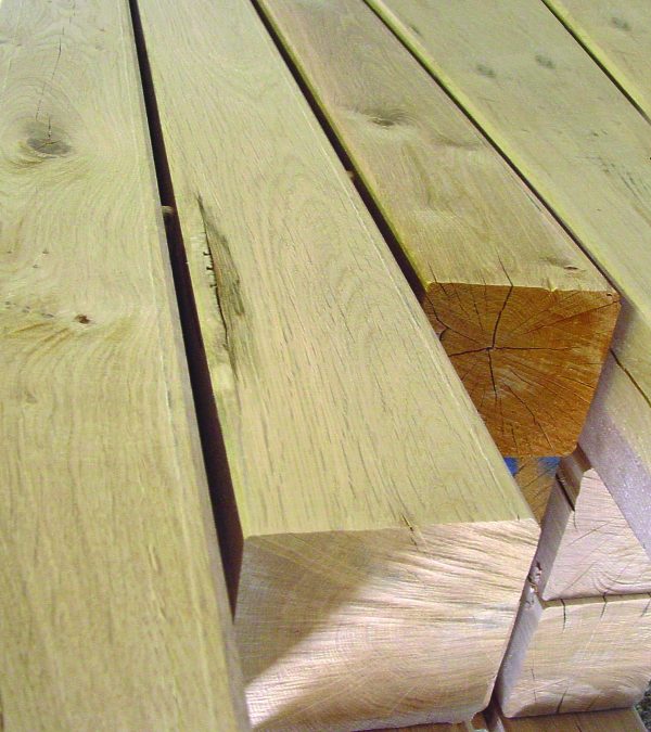 Eiche-Pfosten, gehobelt u. gefast, natur 110X110 mm, 2,50 m VE = 032