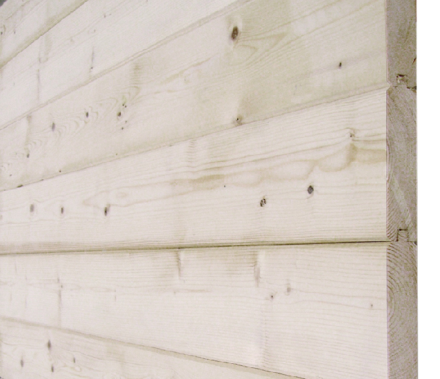 28x121 mm Blockbohlen Fichte, HF 16% L= 3,00 m, Einfachnut und Feder, 4 Fasen technisch getrocknet