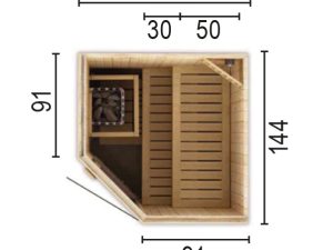 Sauna 1515 E WO ohne Sauna-Ofen 144 x 144 x 199 / Eckeinstieg SP25403-1441441990-60-0101-02