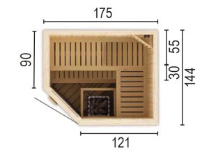 Sauna 1815 E WO ohne Sauna - Ofen 175 x 144 x 199 / Eckeinstieg SP25403-1441771990-60-0101-02