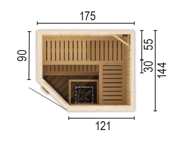 Sauna 1815 E WO ohne Sauna - Ofen 175 x 144 x 199 / Eckeinstieg SP25403-1441771990-60-0101-02