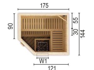 Sauna 1815 E W1 ohne Sauna-Ofen 175 x 144 x 199 / Eckeinstieg SP25403-1441771990-61-0101-02