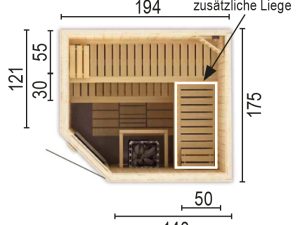 Sauna 2018 E WO ohne Sauna-Ofen 194 x 175 x 199/Eckeinstieg SP25403-1771941990-60-0101-02