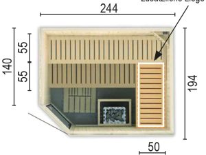 Sauna 2520 E WO ohne Sauna-Ofen 244 x 194 x 199 / Eckeinstieg SP25403-2441941990-60-0101-02