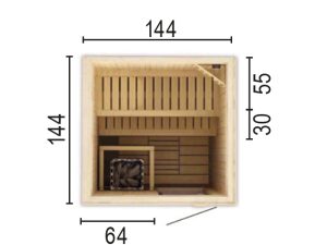 Sauna 1515 WO ohne Sauna-Ofen 144 x 144 x 199 SP25401-1441441990-60-0101-02