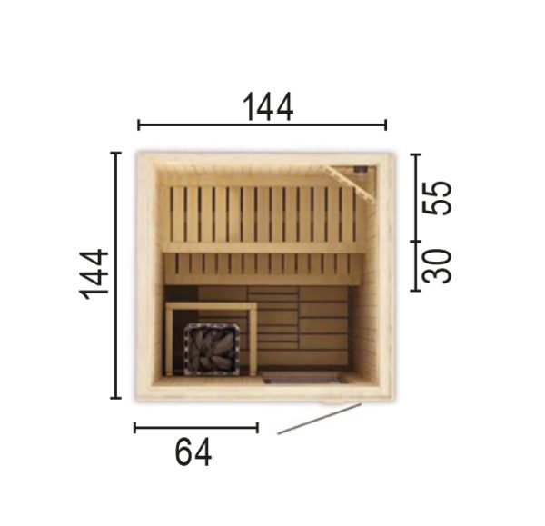 Sauna 1515 WO ohne Sauna-Ofen 144 x 144 x 199 SP25401-1441441990-60-0101-02
