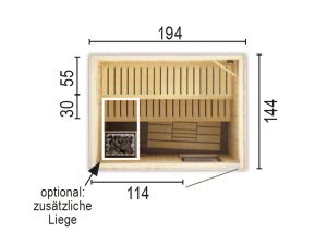 Sauna 2015 WO ohne Sauna-Ofen 194 x 144 x 199 SP25401-1441941990-60-0101-02