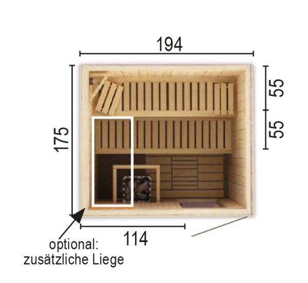 Sauna 2018 WO ohne Sauna -Ofen 194 x 175 x 199 SP25401-1771941990-60-0101-02
