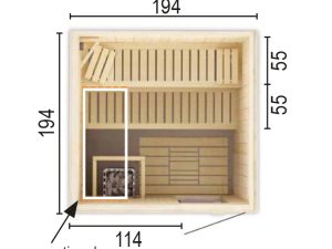 Sauna 2020 WO ohne Sauna-Ofen 194 x 194 x 199 SP25401-1941941990-60-0101-02