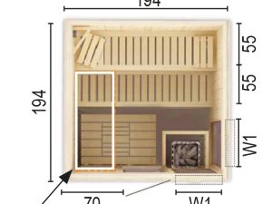 Sauna 2020 W2 ohne Sauna Ofen 194 x 194 x 199 SP25401-1941941990-62-0101-02