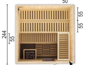 Sauna 2525 WO ohne Sauna-Ofen 244 x 244 x 199 SP25401-2442441990-60-0101-02