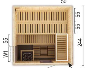 Sauna 2525 W1 ohne Sauna-Ofen 244 x 244 x 199 SP25401-2442441990-61-0101-20