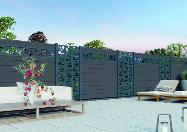 Kingston Systemzaun Dekor-Element Marble 90x183 cm, HPL Anthrazit VE = 000 – Bild 2