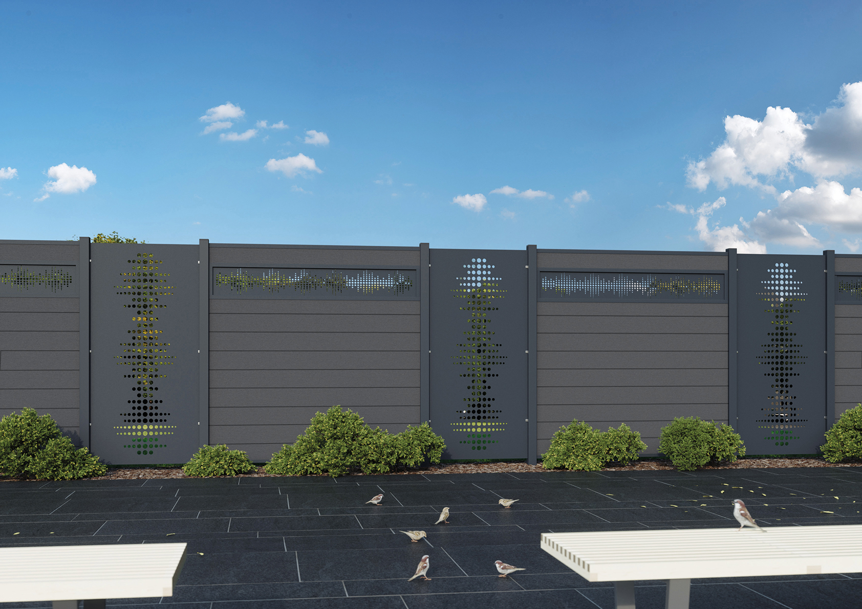 Kingston cWPC Systemzaun Anthrazit One (12 St./147 mm), inkl. Alu-Leisten VE = 000, 178 x 183 cm (B x H) – Bild 5