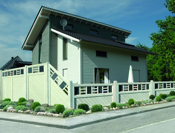 Linea Dichtzaun, Fichte Grauweiß 90x180 cm, mit Schiefer VE = 006 – Bild 2