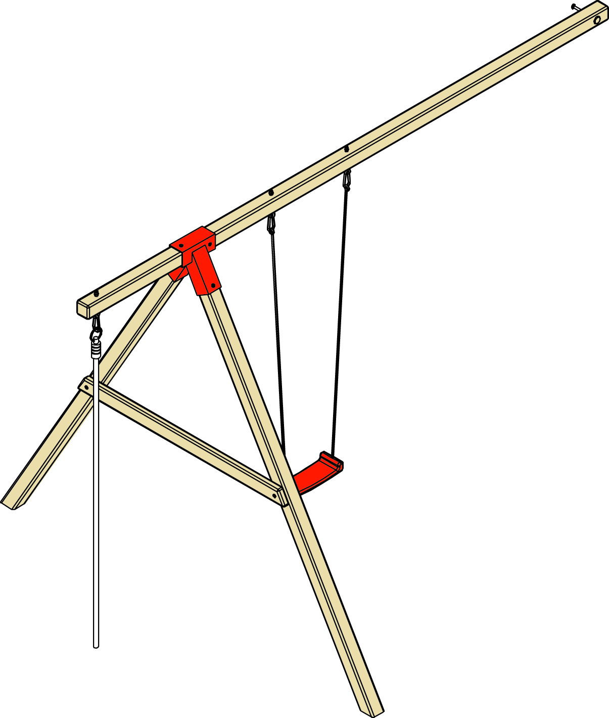 Einzelschaukel mit Kragarm "Rasmus" Nadelholz KDI, TÜV-geprüft VE = 000