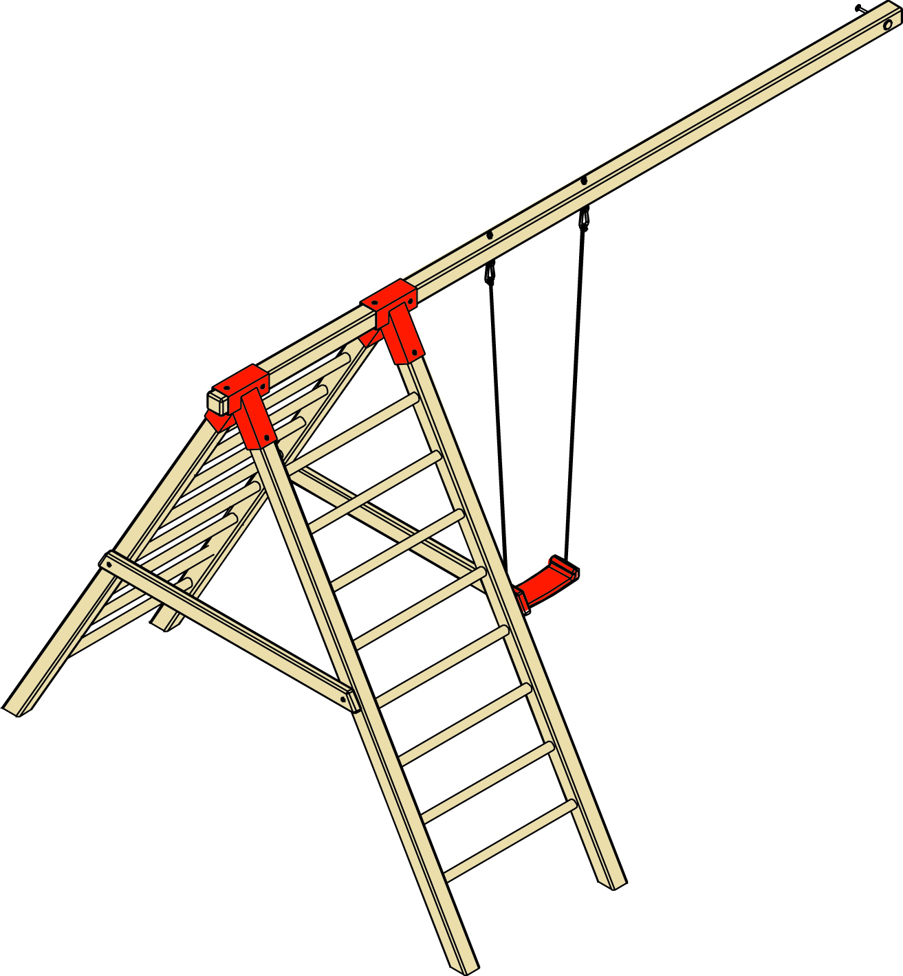 Einzelschaukel mit Leiter "Rasmus" Nadelholz KDI, TÜV-geprüft VE = 000