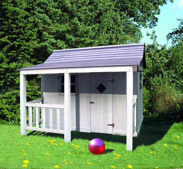Kinderspielhaus Ida, farbvorbehandelt 200 x 180 cm - weiß/grau VE = 000 – Bild 2