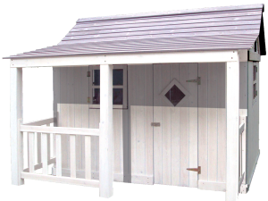Kinderspielhaus Ida, farbvorbehandelt 200 x 180 cm - weiß/grau VE = 000