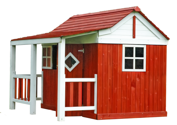 Kinderspielhaus Ida, farbvorbehandelt 200 x 180 cm - weiß/schwedenrot VE = 000